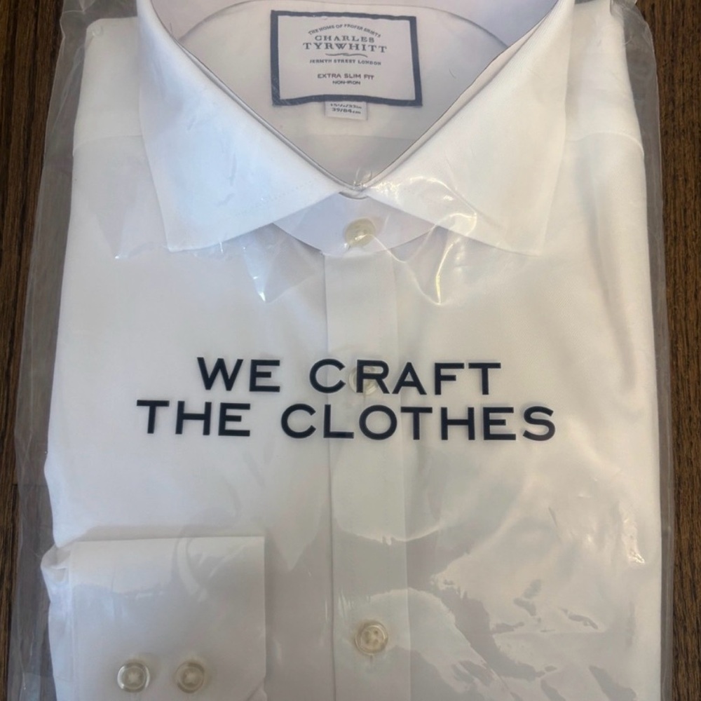 Charles Tyrwhitt White Men's Dress Shirt — Classic Point Collar